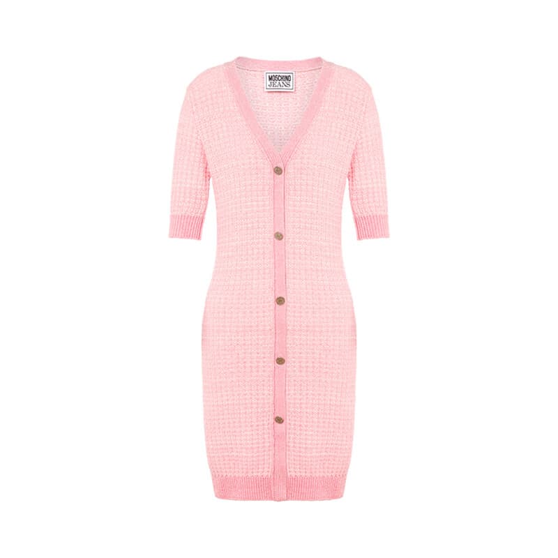 MOSCHINO Vneck Knitted Minidress Pink