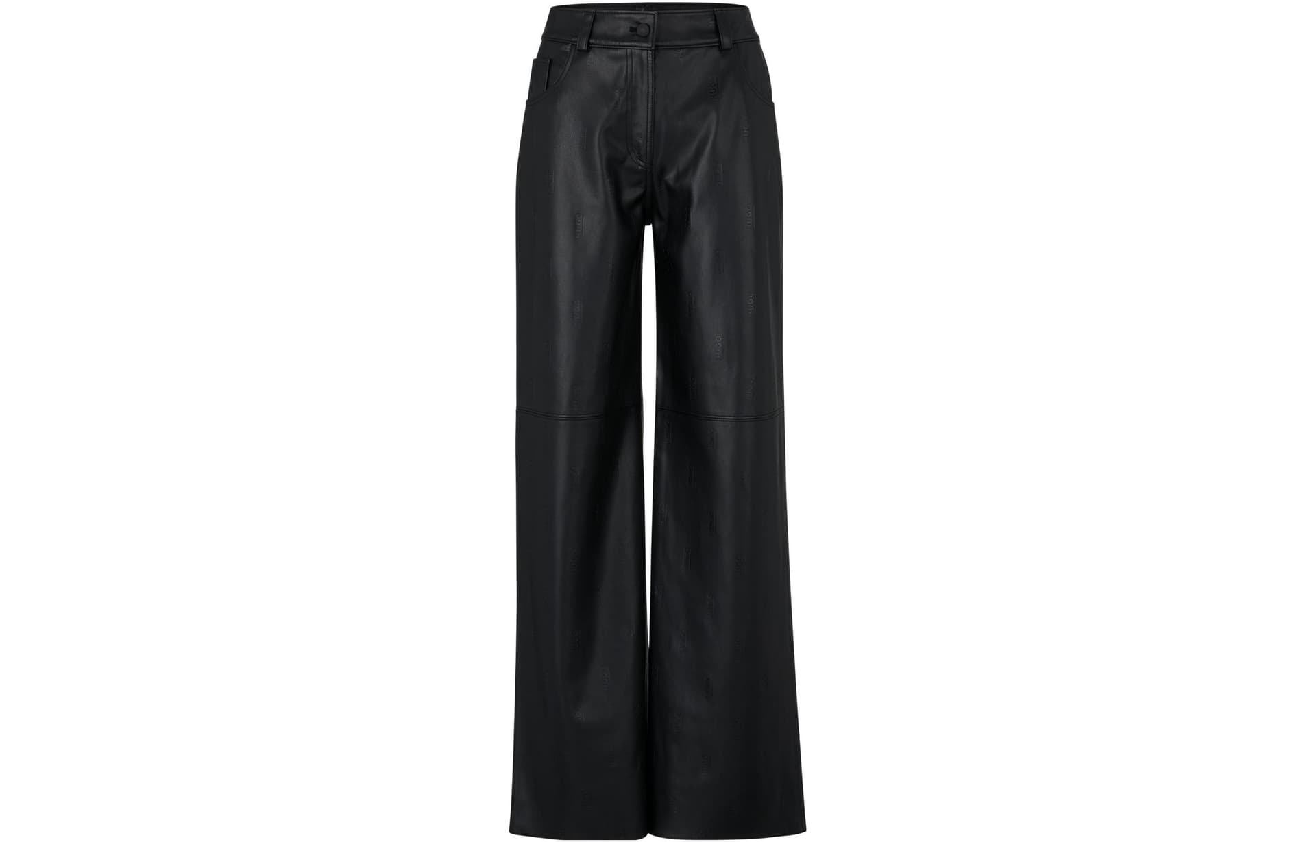 Hugo Boss wideleg patent straight trousers Black