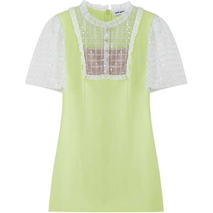 Self portrait Short Sleeved Dress Fruit Green