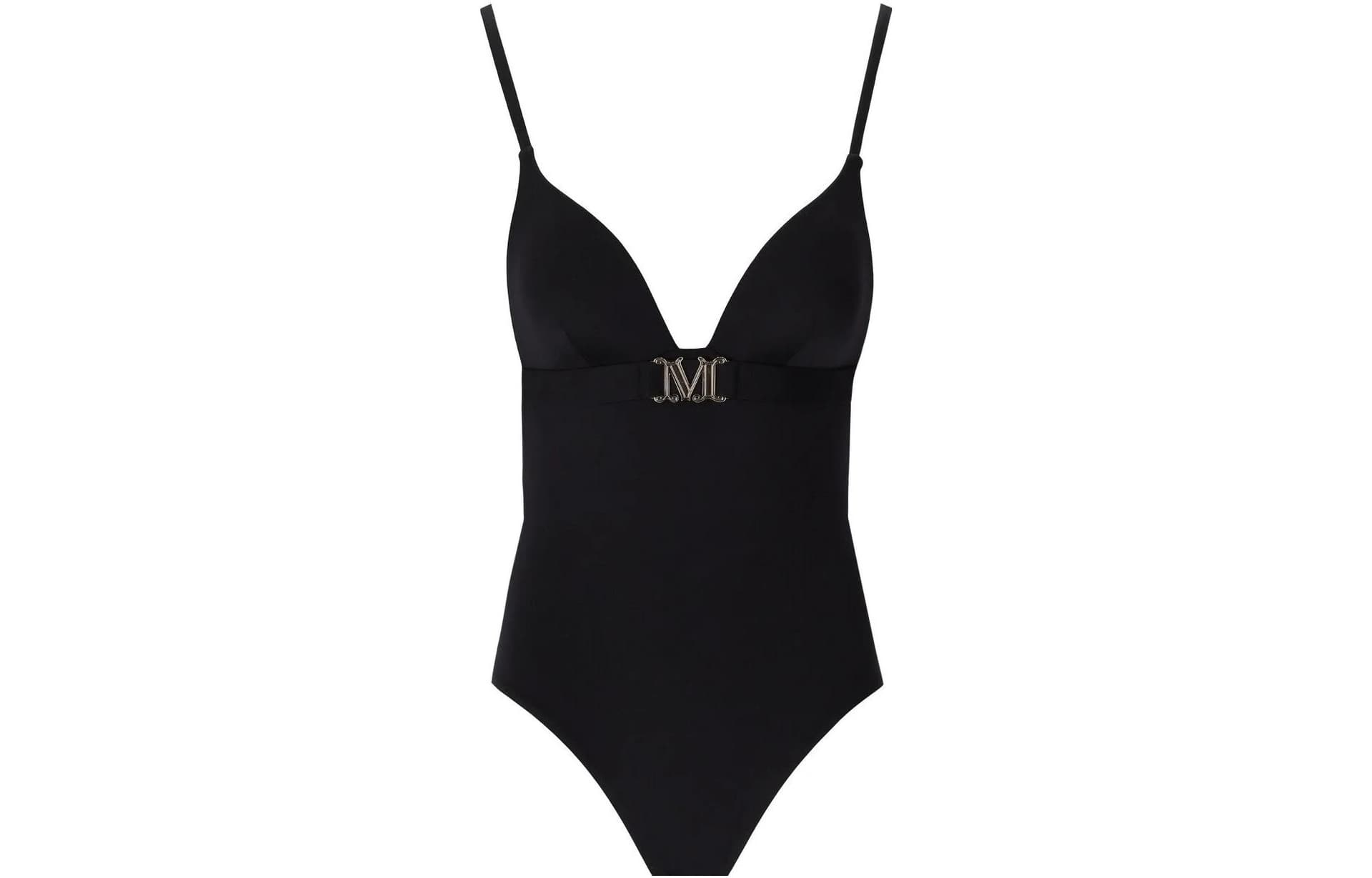MaxMara Logo Plaque Stretched Swimsuit Black