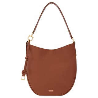 FERRAGAMO Calfskin Hobo Bag Shoulder Bag Medium Tan