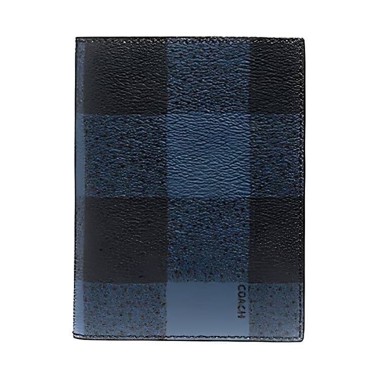 COACH Coated Canvas Passport Holder Blue/Black Antique Nickel Blue
