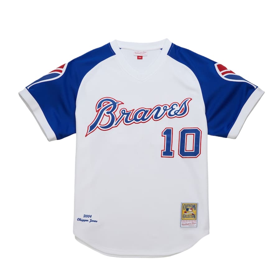 Mitchell Ness Mlb 2004 Atlanta Braves chipperJjones alternate Tshirt White