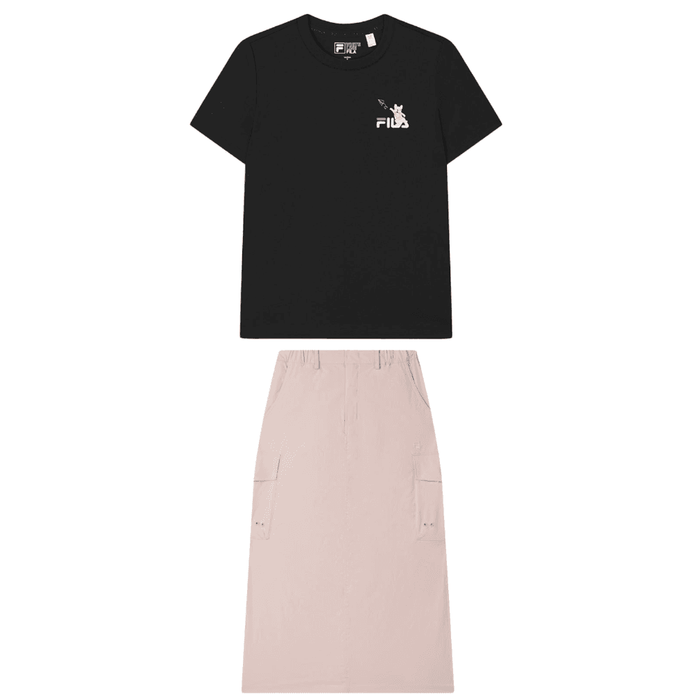 FILA ORIGINALE Skirt Set Clothing Sets (Jet Black+Bare Pink)