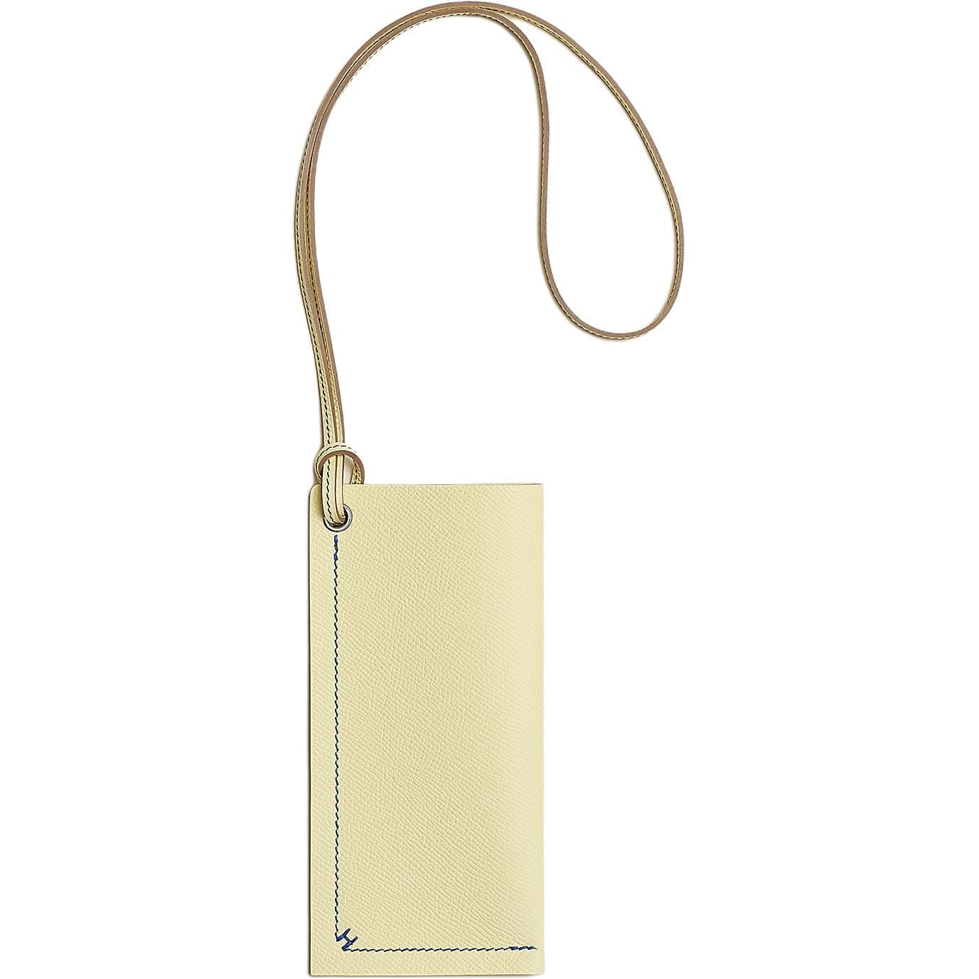 HERMES H Sellier Cow Eyeglass Pouch Yellow
