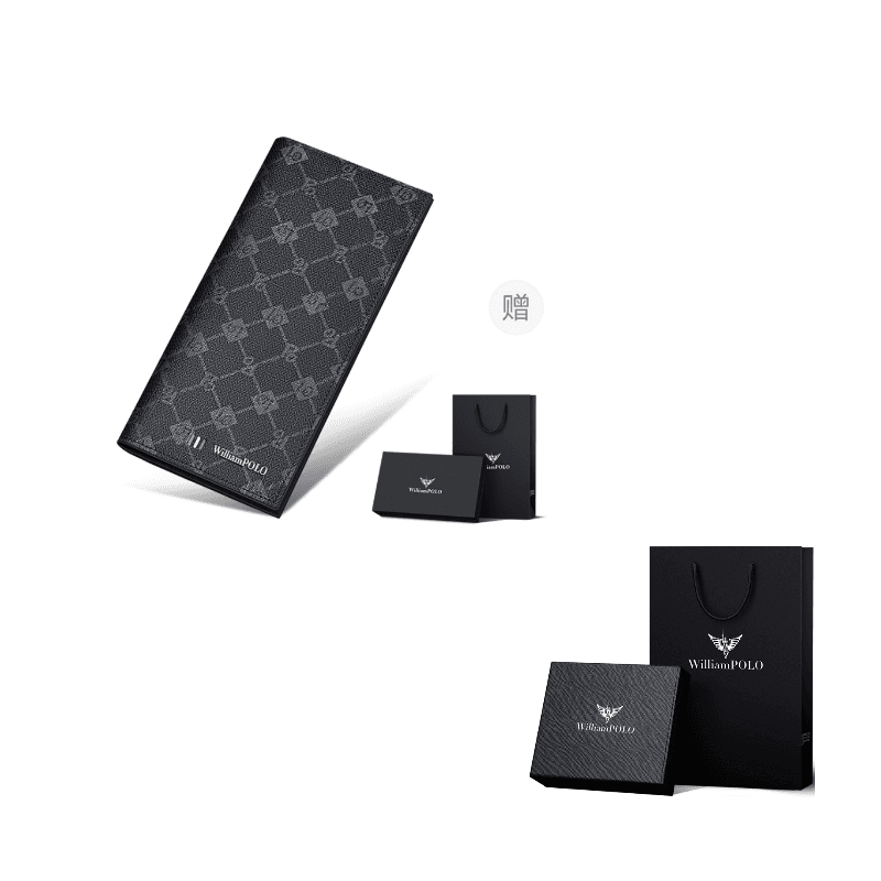 WilliamPOLO PVC Card Holder, Wallet Regular Black Black Long