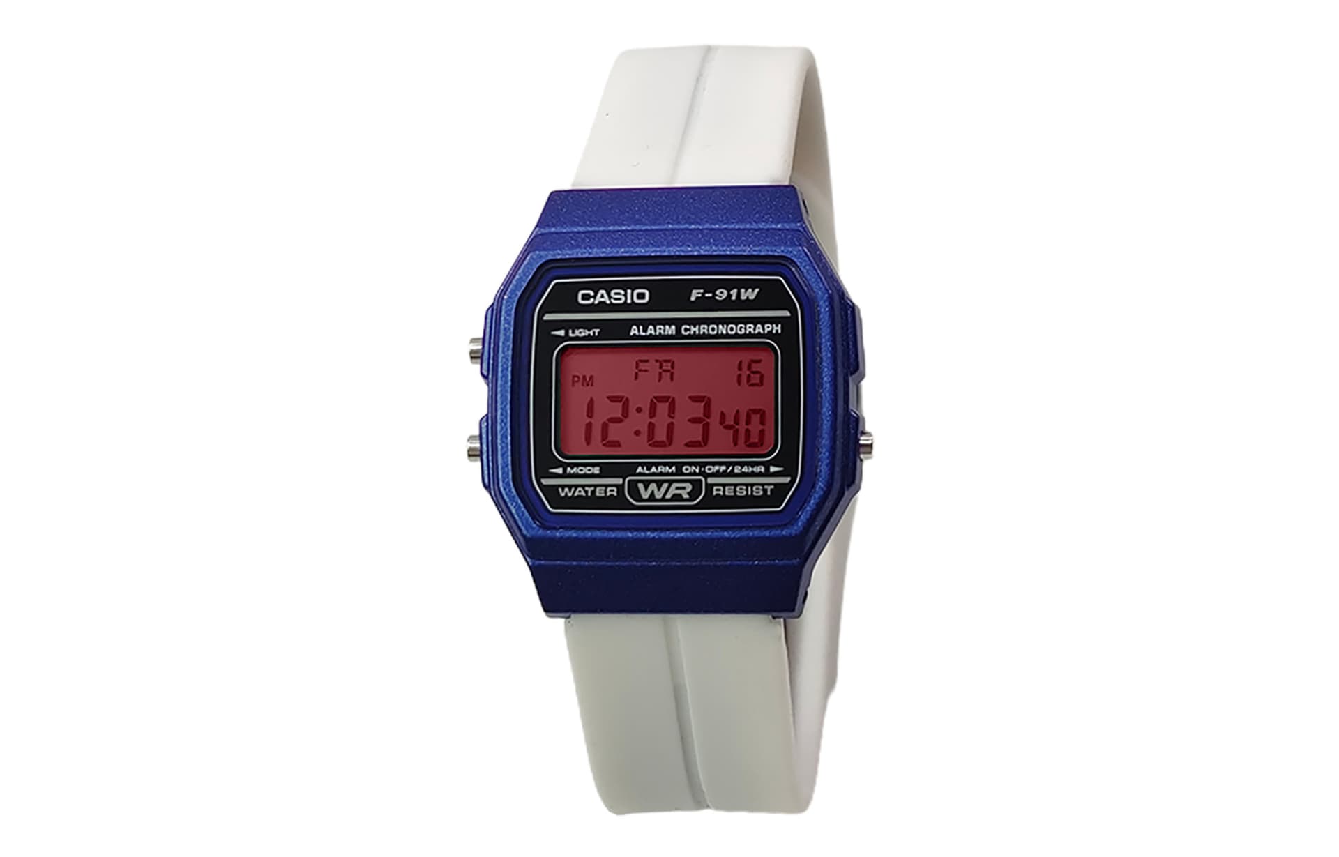 CASIO Custom Collection Quartz Movement Silicone Strap Watch Black Dial White Strap Pink Watch Lens