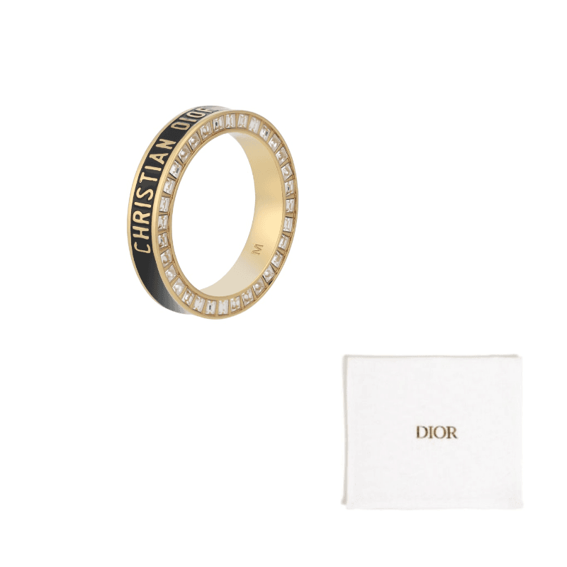 DIOR Brand Logo Crystal Rings Black Black