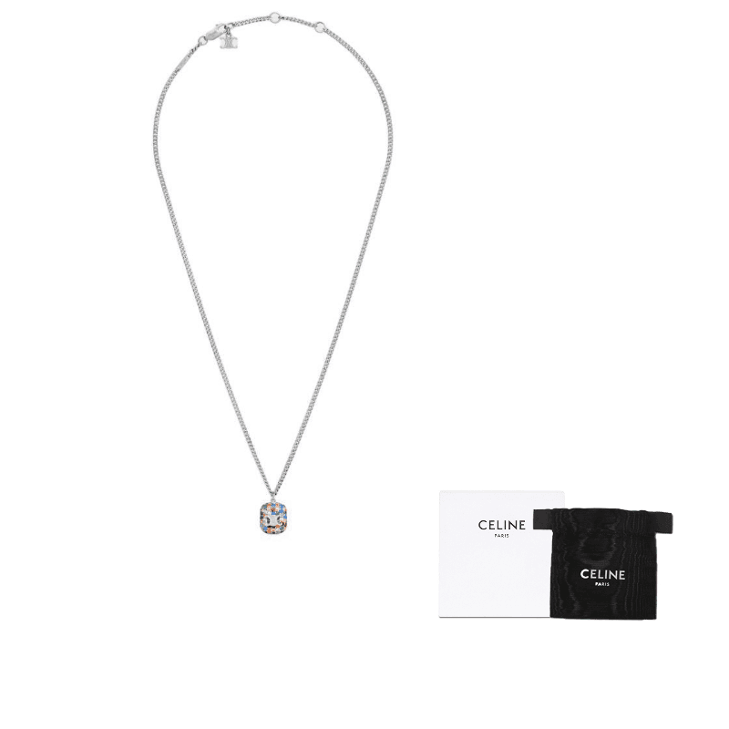 CELINE Triomphe Brass Necklaces Silver Silver