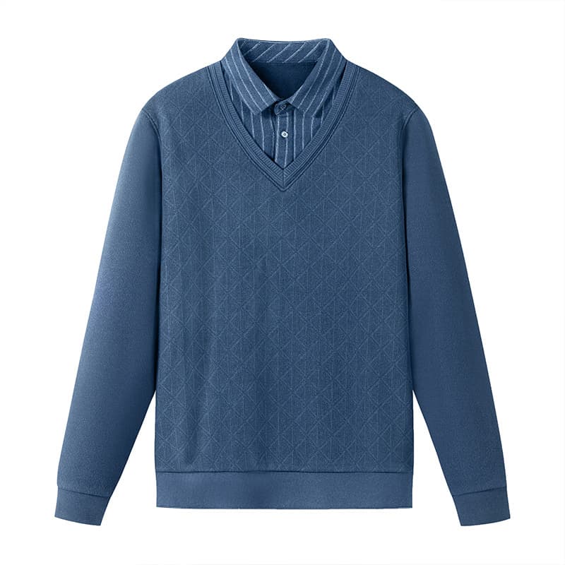 Hodo Sets Shirt Collar Thickened Fleece Lined Texture Blue