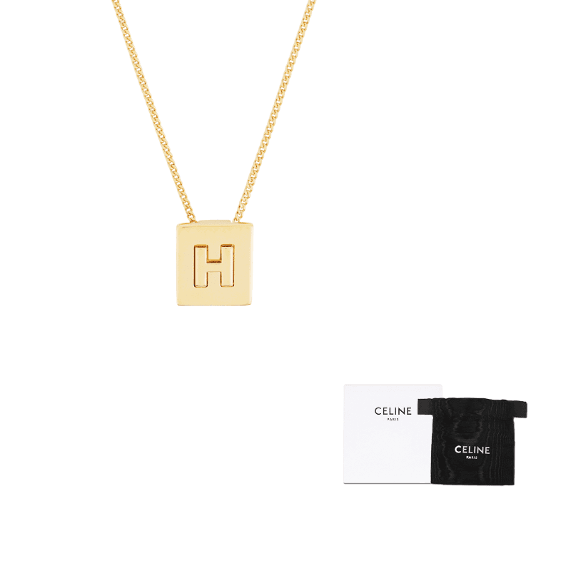 CELINE Alphabet H Necklace In Brass With Gold Finish Gold