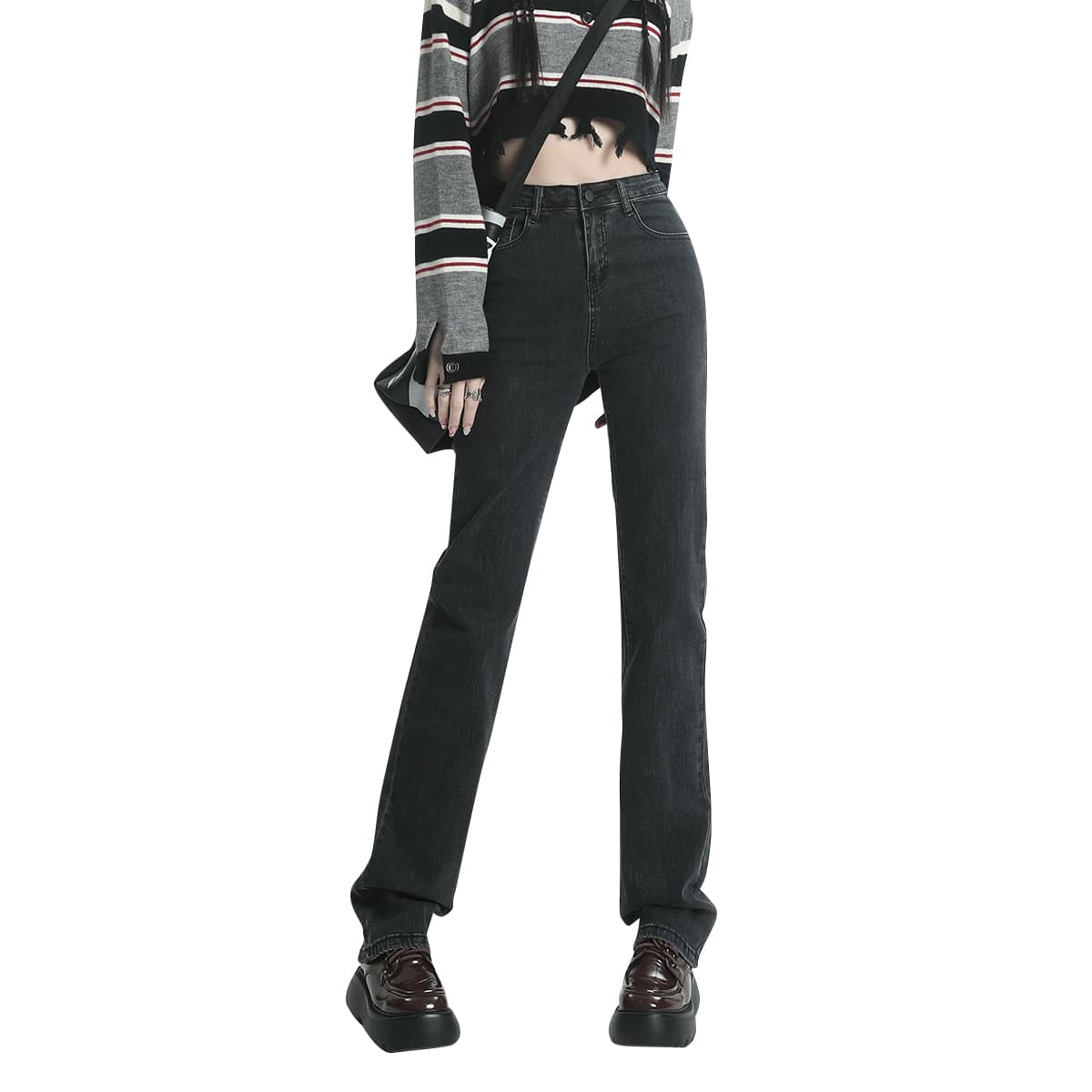 FOREVER 21 Jeans Moderate Straight Fit Black Gray