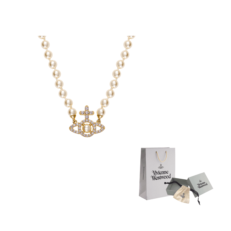 Vivienne Westwood Orb Pendant Embellished Necklace Gold