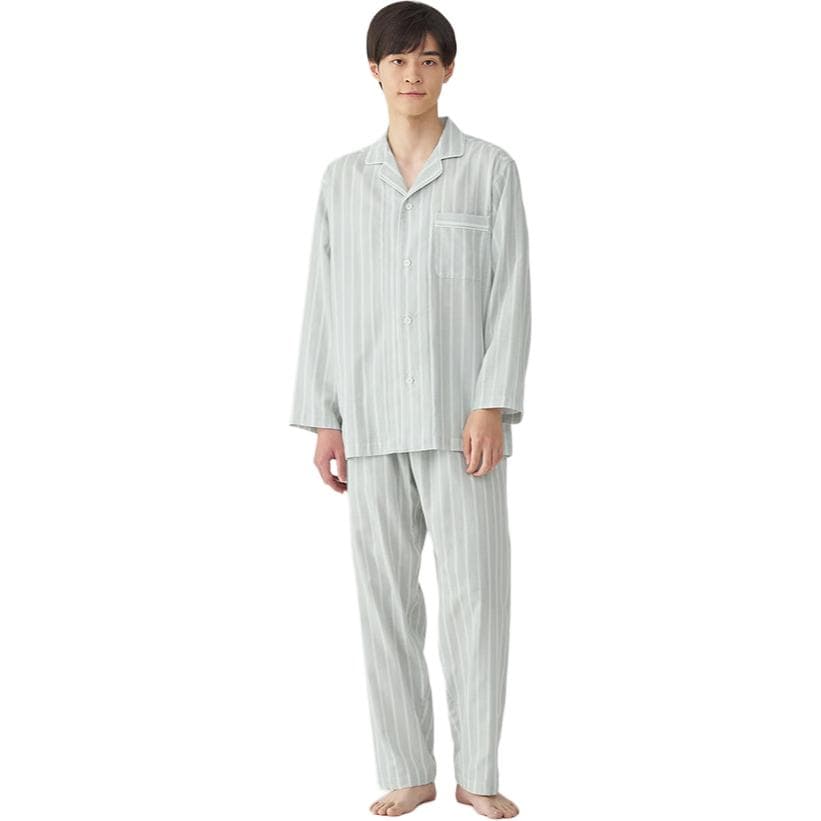 MUJI Pajama Sets Pale green stripes