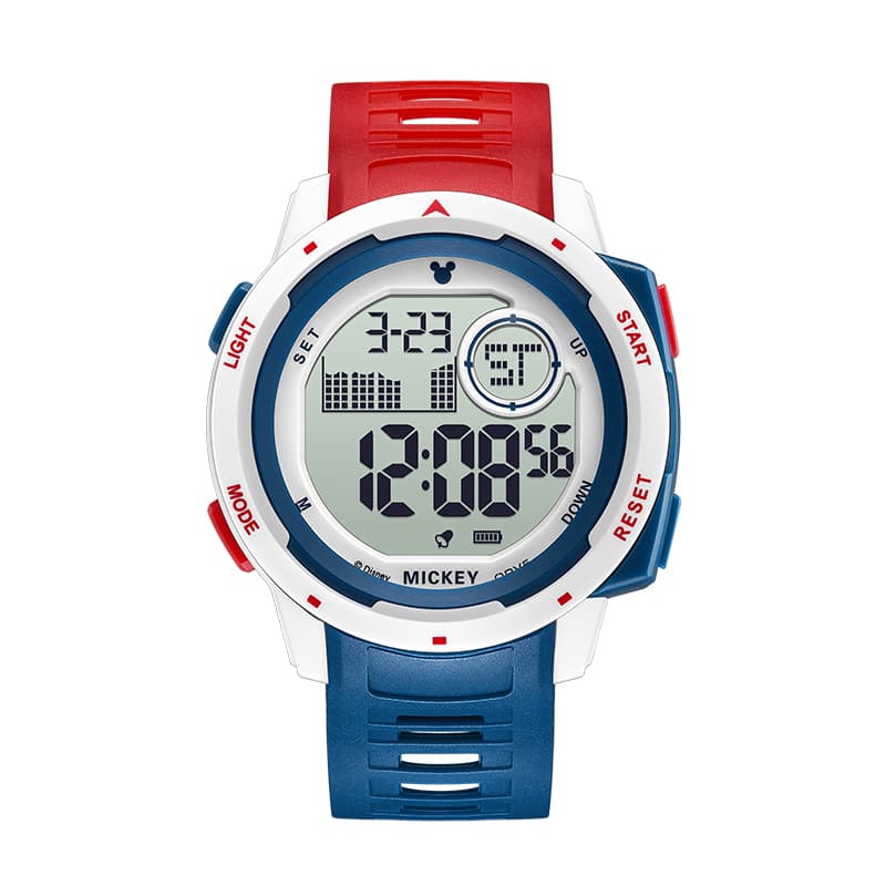 Disney Mickey Series Electronic Movement TPU Strap Watch Gray Dial Red Blue