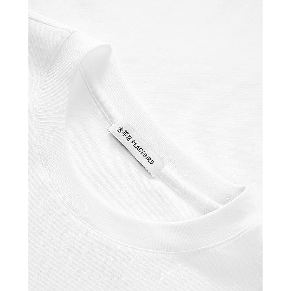 PEACEBIRD MEN White Short Sleeved T Shirt T Shirt