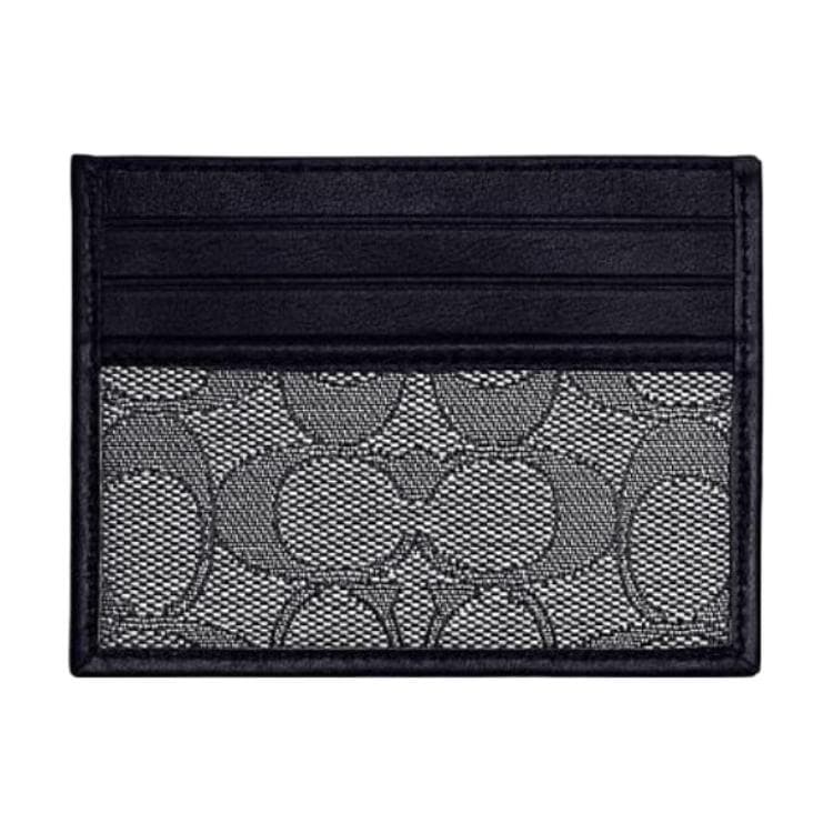 COACH Card Case Fabric With Card Holder Black Gray Black Gray