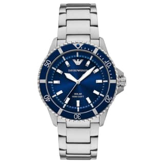 EMPORIO ARMANI Wrist Watch Solar Quartz Movement Stainless Steel Strap 42mm Blue Dial