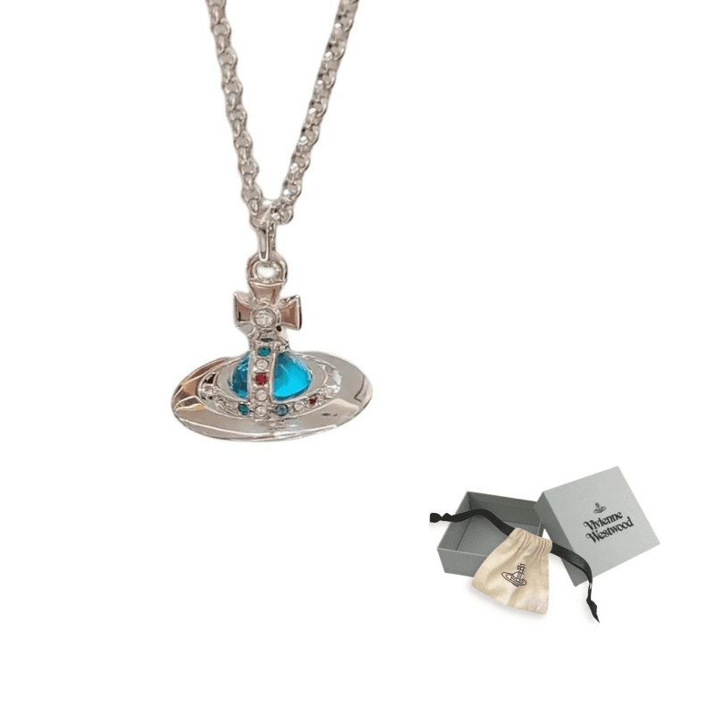 Vivienne Westwood ORB Necklaces Lake Blue/Silver