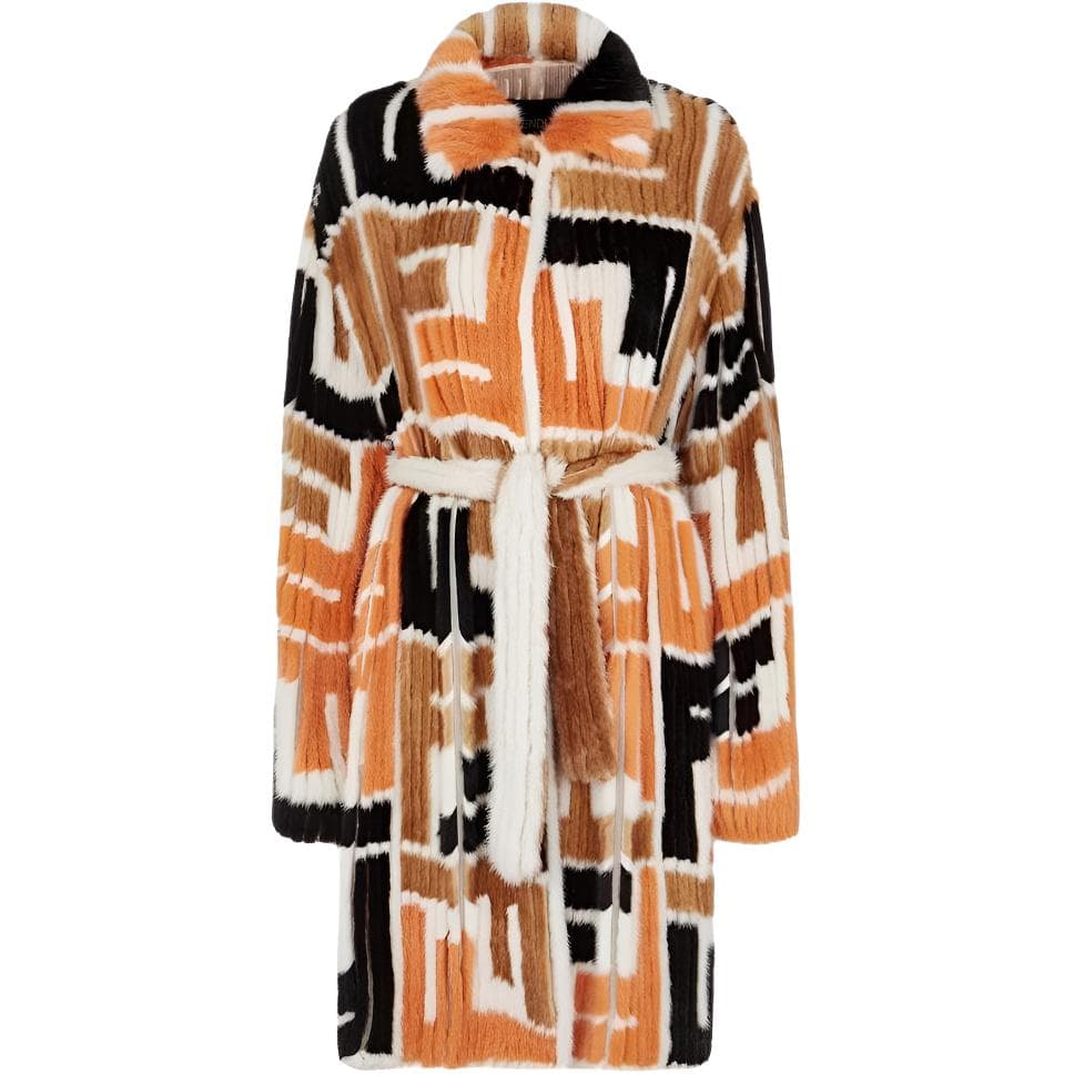FENDI Furs Multicolor Lapel Moderate Multicolor