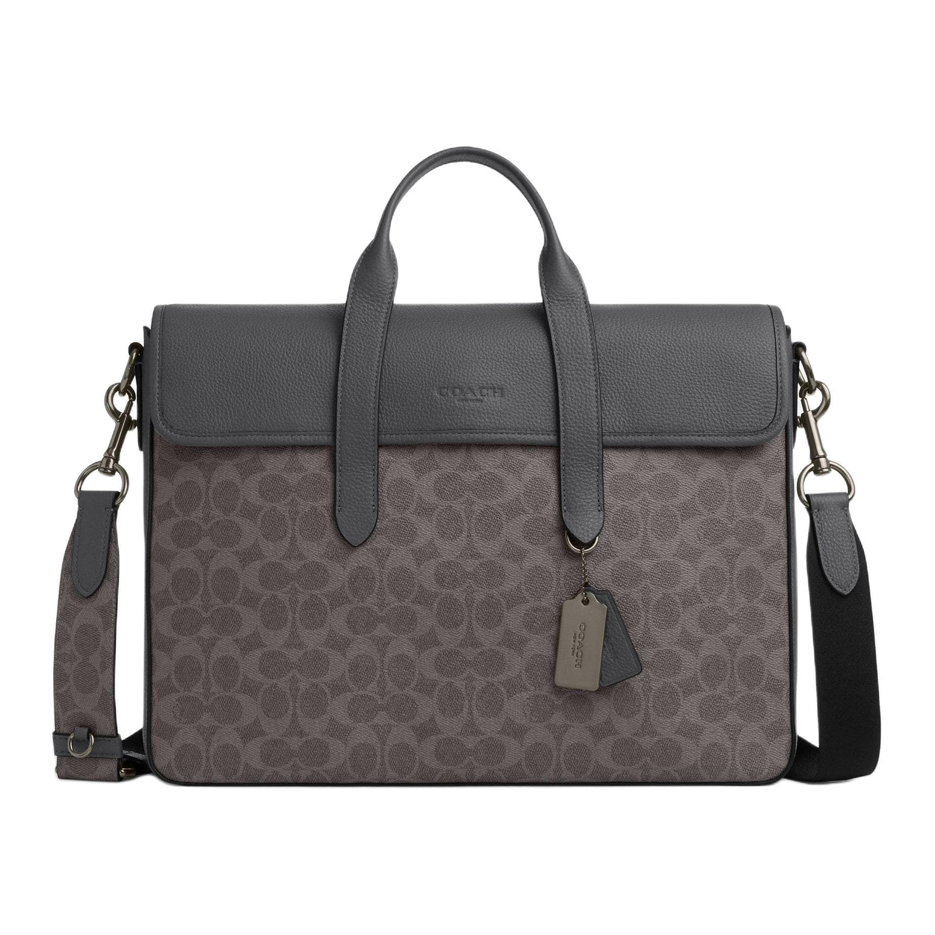 COACH Sullivan Artificial One Shoulder Crossbody Handheld Briefcase Large Gray Basic Set (Bag+Dust Bag)
