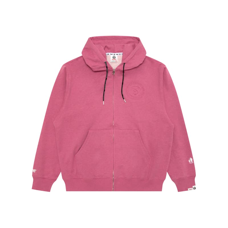 Aape logo-embossed zip-up hoodie Pink PK2