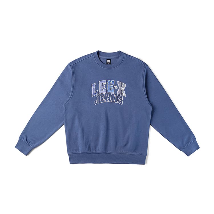 Lee Sweatshirts Crew Neck Moderate Regular Vintage Denim Blue