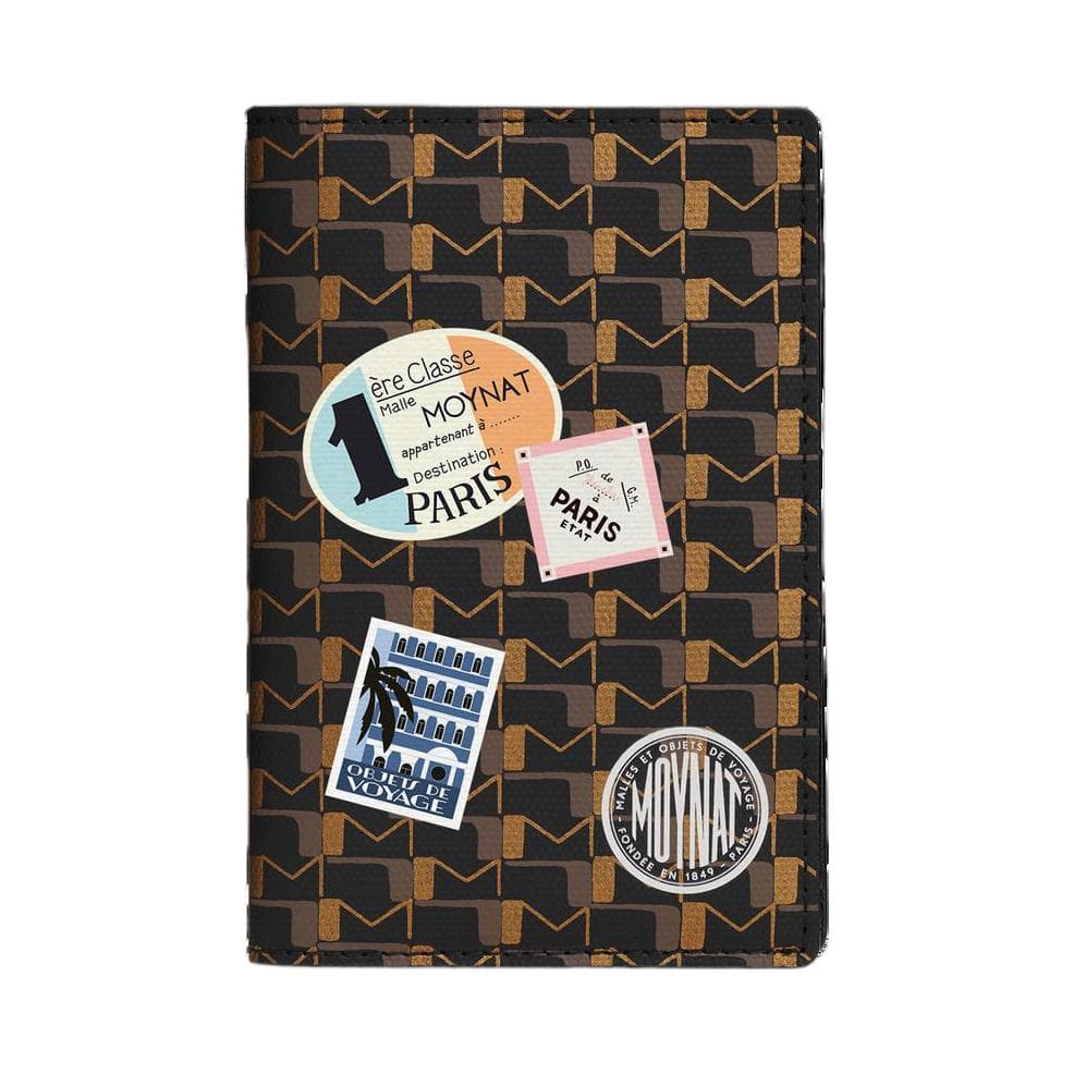 Moynat Canvas Passport Holder Gold & Black Basic Set (Bag+Dust Bag)