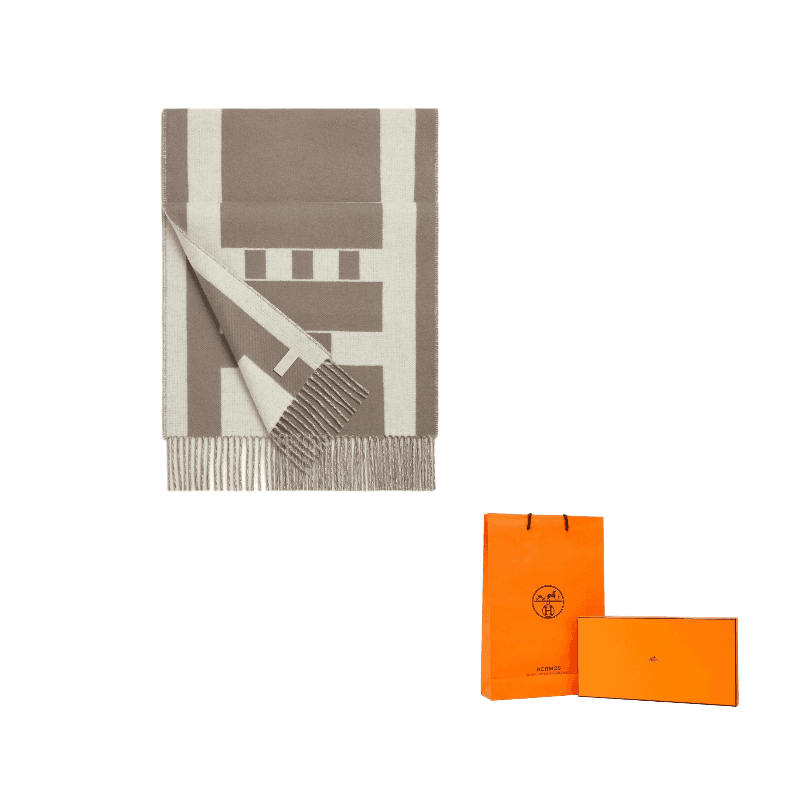 HERMES Cashmere Knit Beige/Dark Umber Beige/Dark Umber