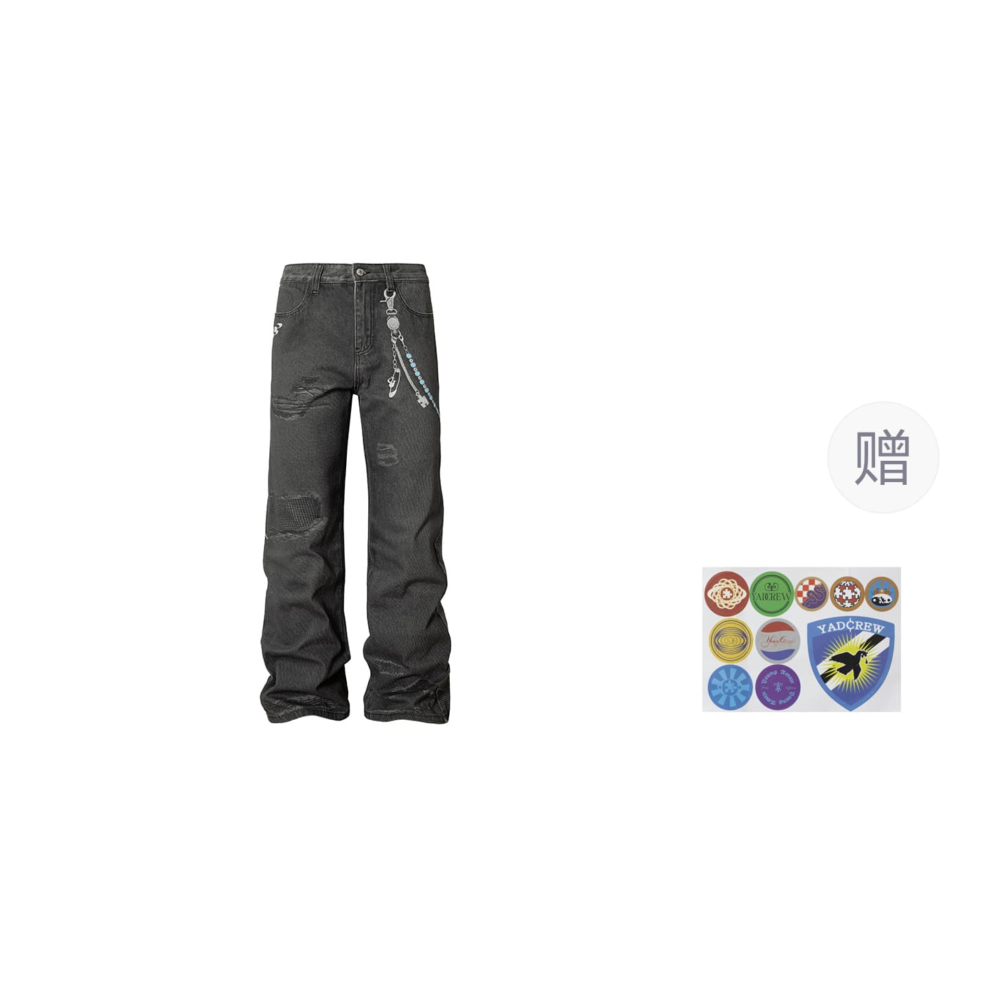 YADcrew Jeans Moderate Straight Fit Black Gray