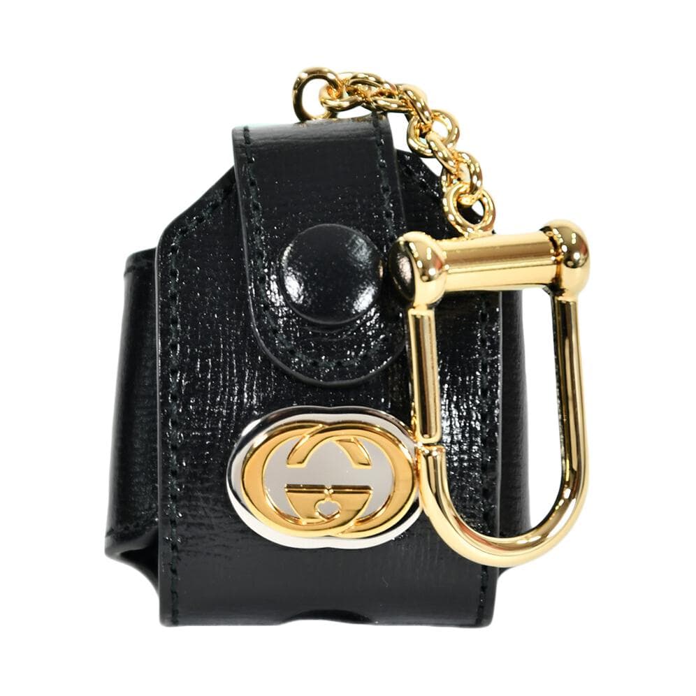 GUCCI Gold Metal Earphone Case Black Basic Set (Bag+Dust Bag)