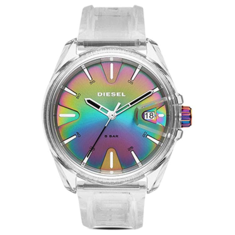 DIESEL MS9 Chameleon Collection Wrist Quartz Movement Silicone Strap Multicolor Watch Dial