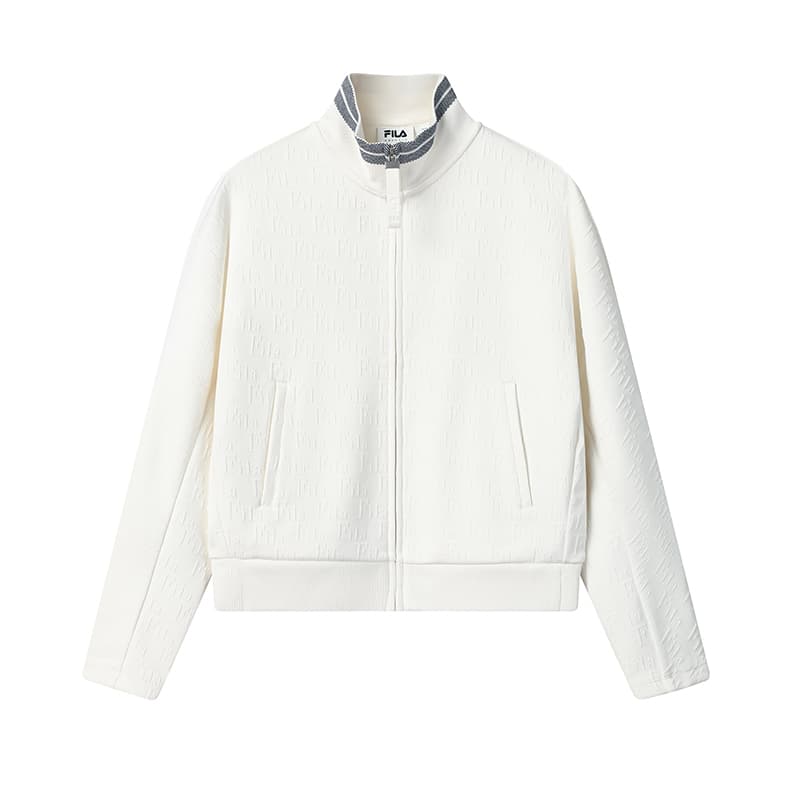 FILA Emerald Jackets Cloud White Stand Collar Moderate Straight Fit