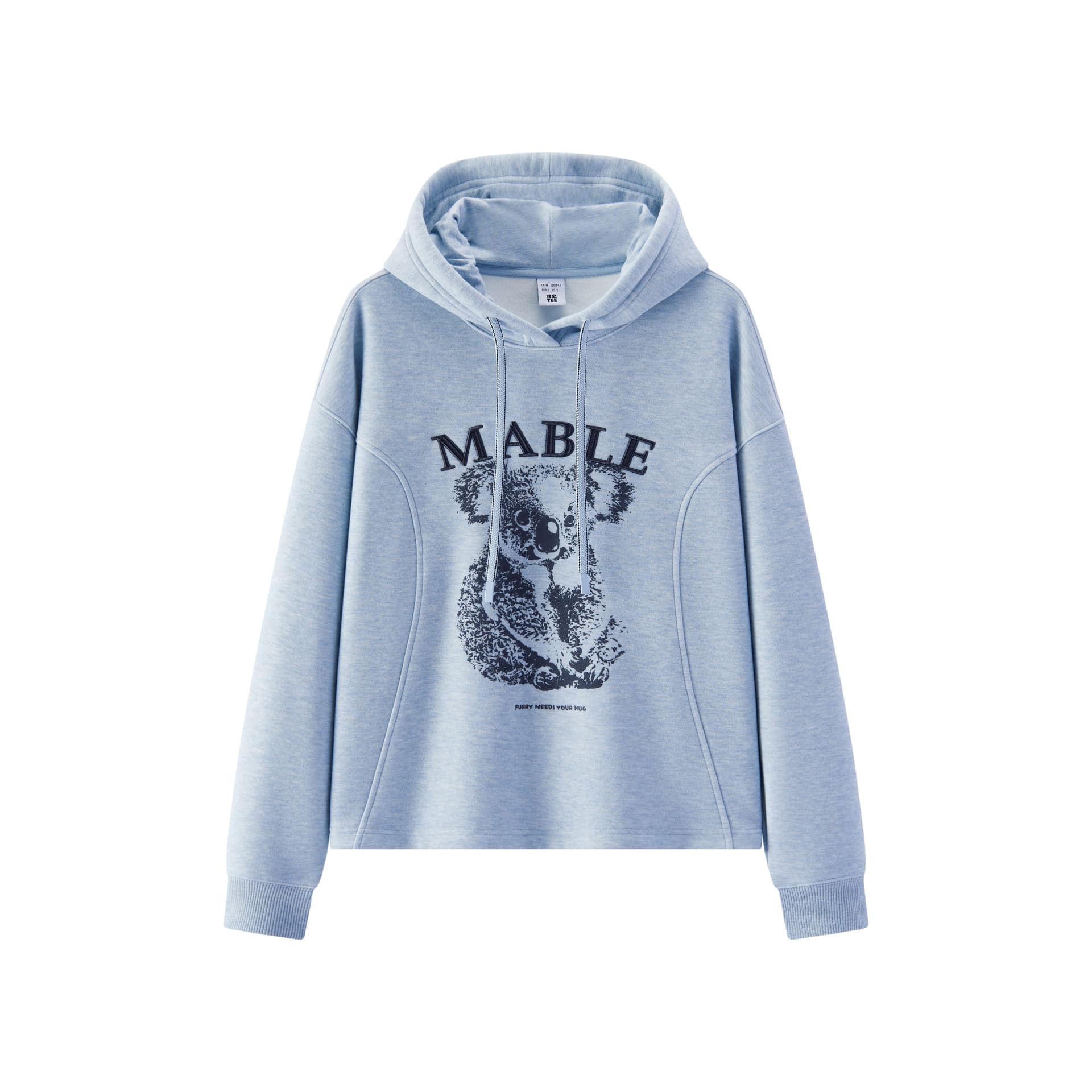 Semir Fleece Lined Split Drawstring Oversize Hooded Printed Pattern Salt Style Lazy Winter Sweatshirt