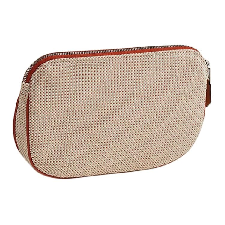 HERMES Echappee Cotton Toiletry Bag Brandy