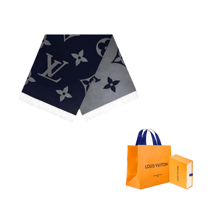 LOUIS VUITTON Monogram GIANT Cashmere Knit Dark Blue