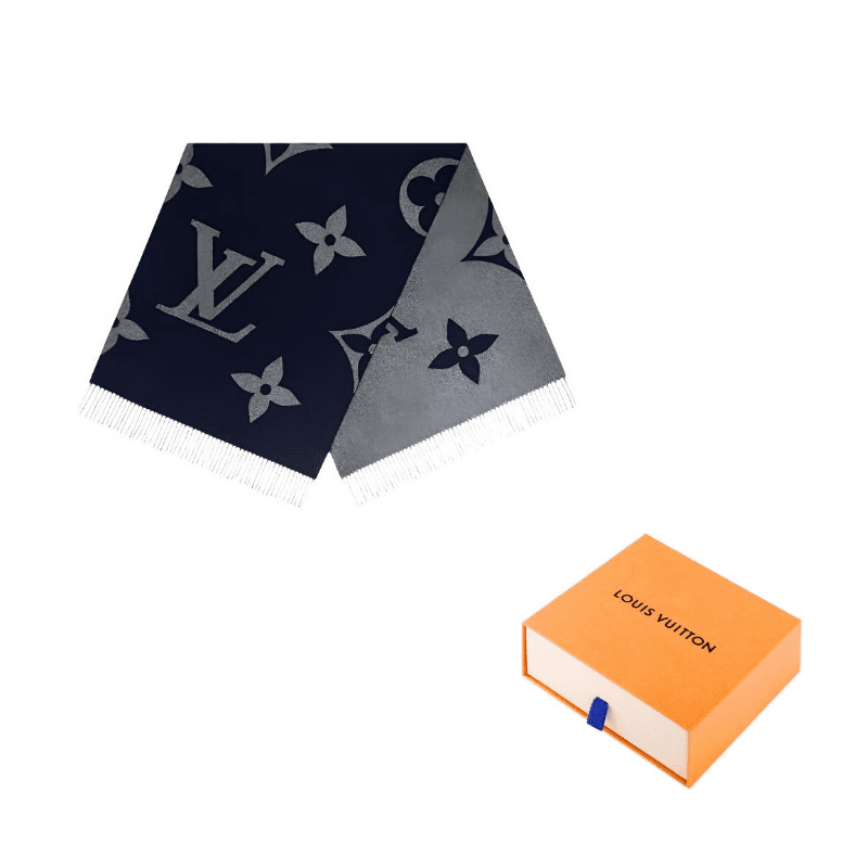 LOUIS VUITTON Monogram GIANT Cashmere Knit Dark Blue