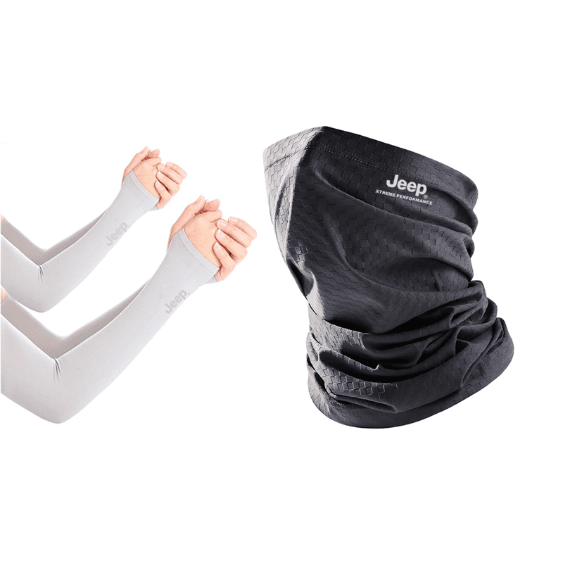 Jeep Polyester Sun Protection Masks Square Dark Gray, Straight Fit (Cooling Arm Sleeves Set)