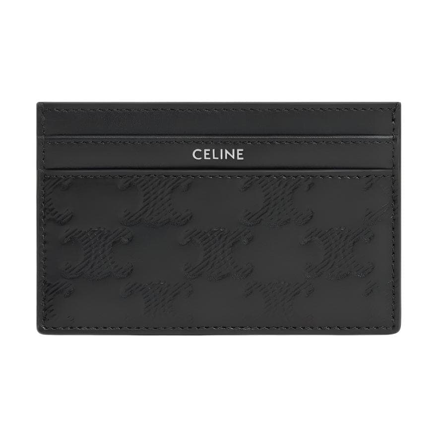 CELINE Triomphe Cow Card Holder Black Shopping Bag Set(Basic Set+Shopping Bag)