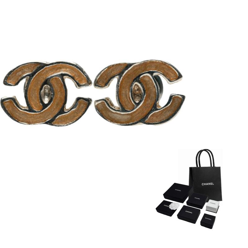 CHANEL Pre Owned 2000 Cc Push Back Earrings Costume Earrings Brown