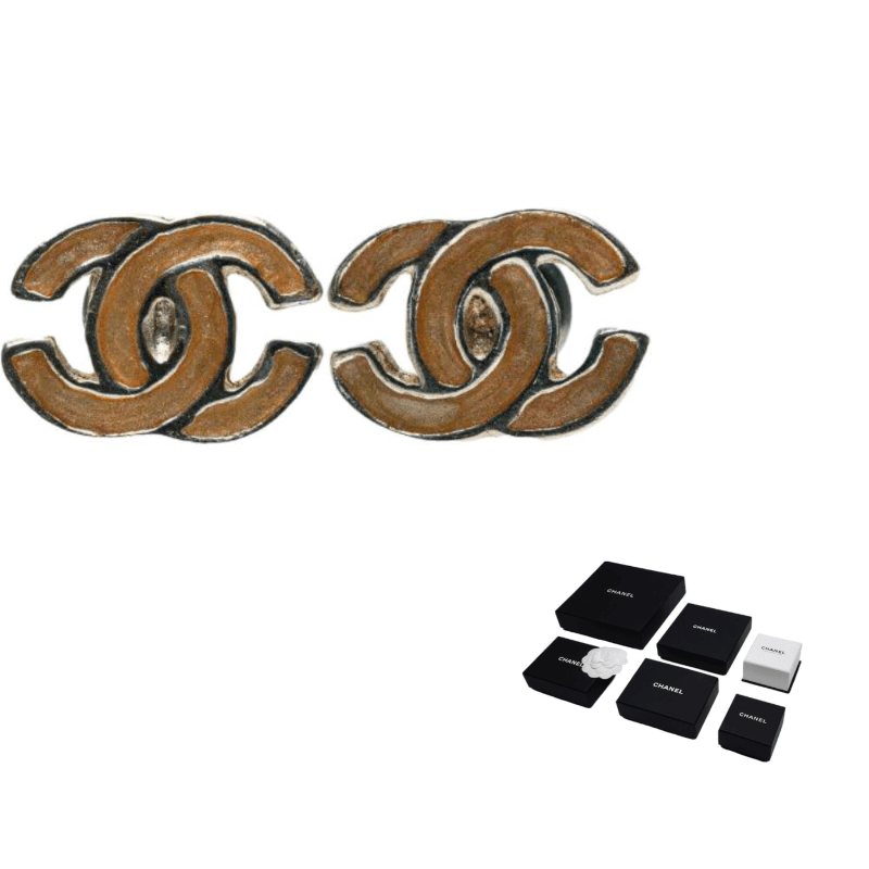 CHANEL Pre Owned 2000 Cc Push Back Earrings Costume Earrings Brown
