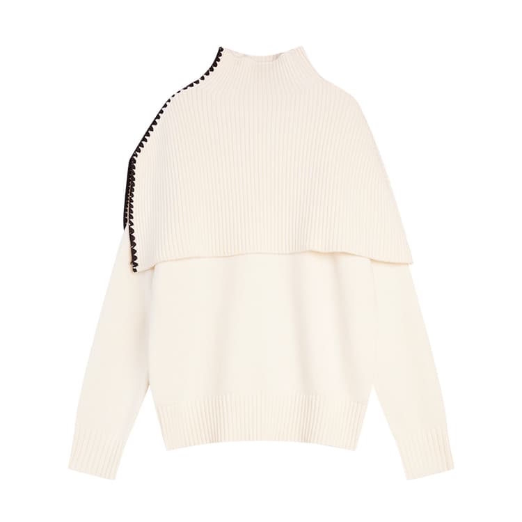 ELLE Suits Ecru Crew Neck Moderate Two Piece Set Ecru
