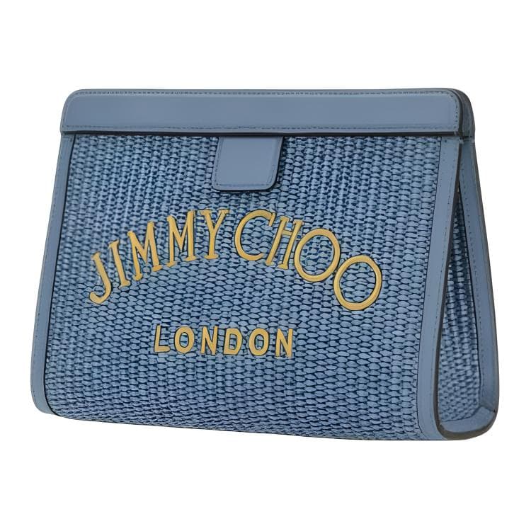 Jimmy Choo Embroidery Cow Clutch Makeup Bag Blue