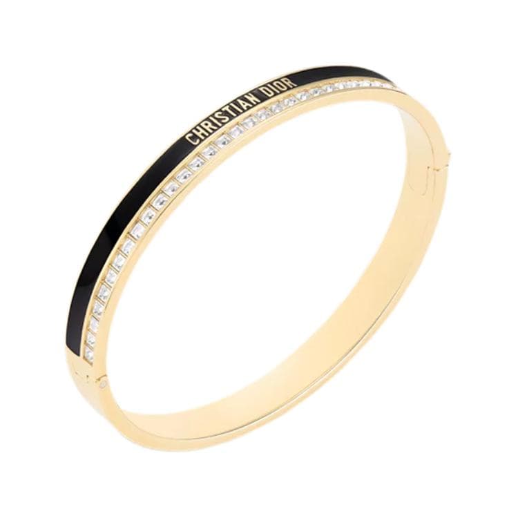 DIOR Gold Plated Metal Bangles Black/Gold