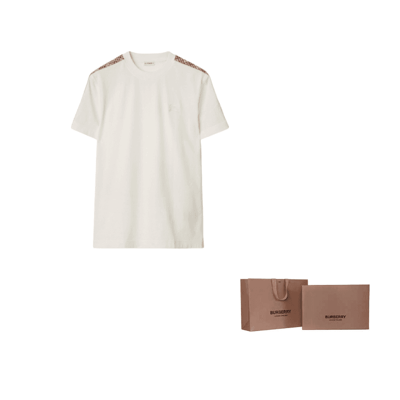 Burberry checkeredtrim cotton Tshirt