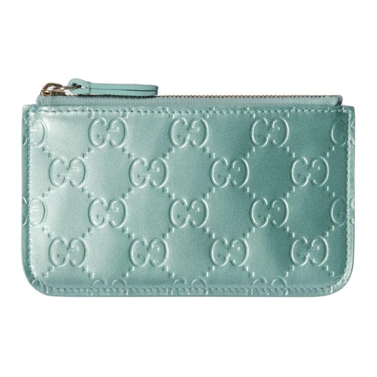 GUCCI GG Emblem Key Pouch Light Blue Basic Set (Bag+Dust Bag)