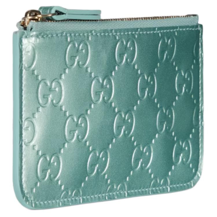 GUCCI GG Emblem Key Pouch Light Blue