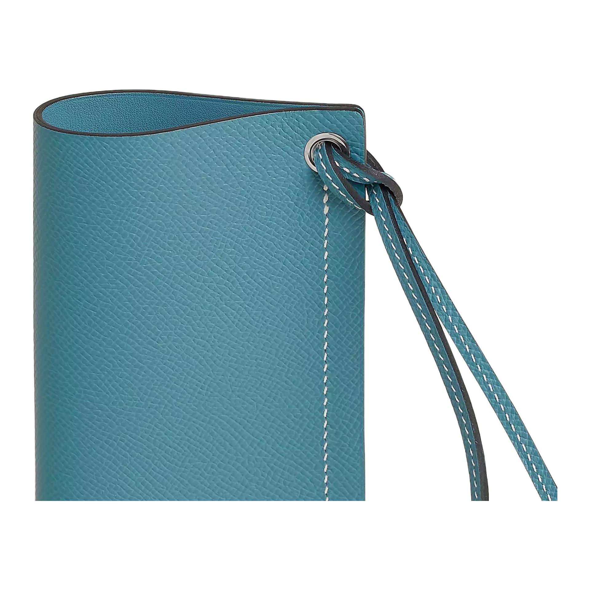 HERMES H Serie Epsom Calfskin Eyeglass Pouch D2 NEW BLEU JEAN New Denim Blue