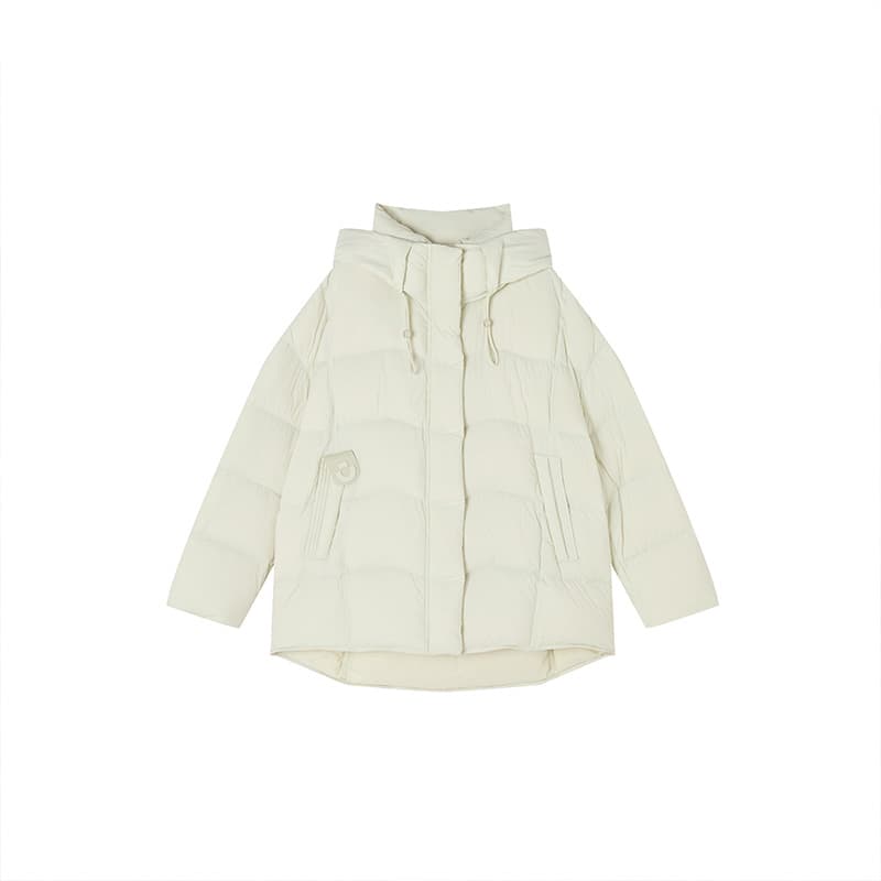 XIANGYING Down Jackets Cream White Green Thickened Puffer Jacket
