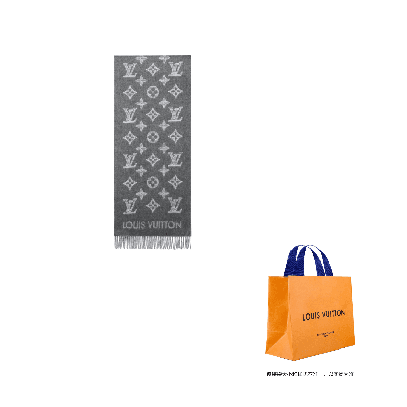 LOUIS VUITTON Monogram Shadow Scarf Gray/Black